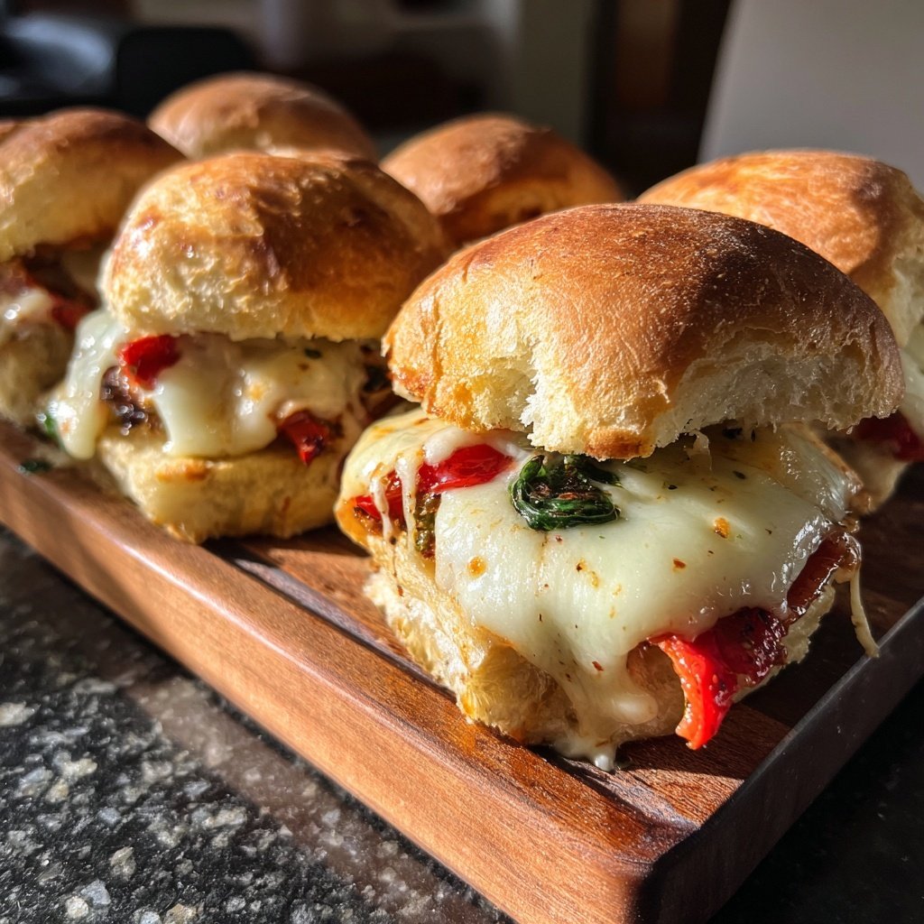 Easy Slider Roasted Pepper Mozzarella Sliders