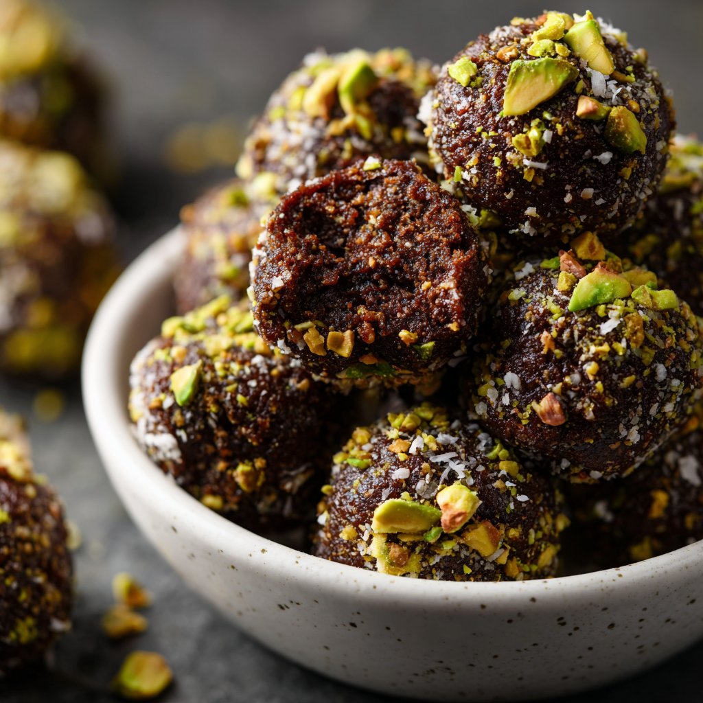 Chocolate Pistachio Coconut Bites