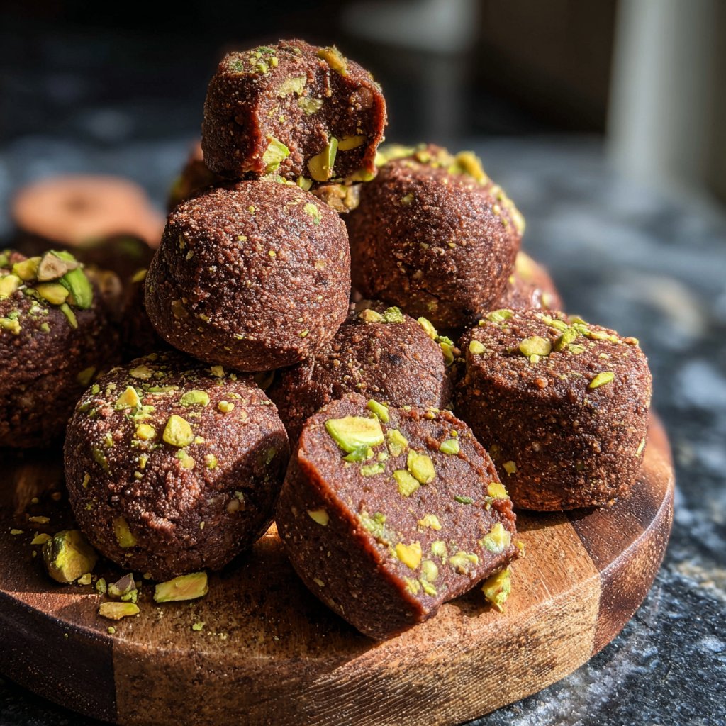 Chocolate Pistachio Fudge Bites