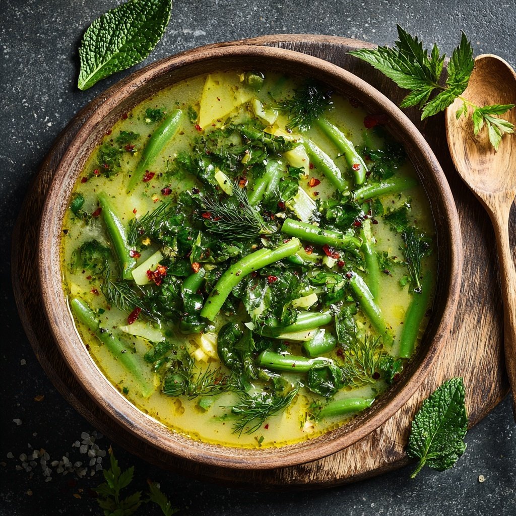 Spring Green Bean And Herb Soup