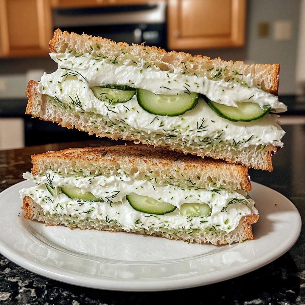 Light Cucumber Cream Cheese Sandwich Lunch
