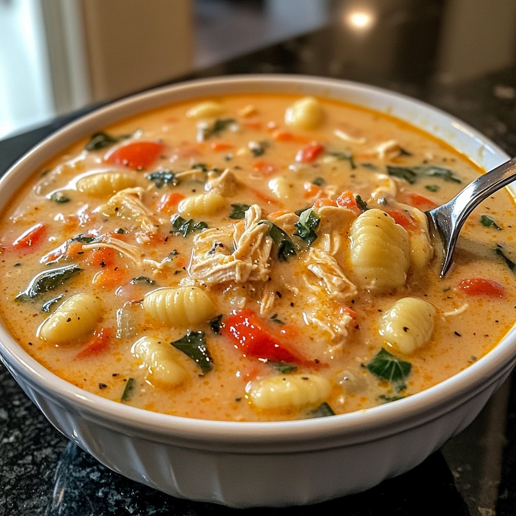 Spicy Crockpot Chicken Gnocchi Soup