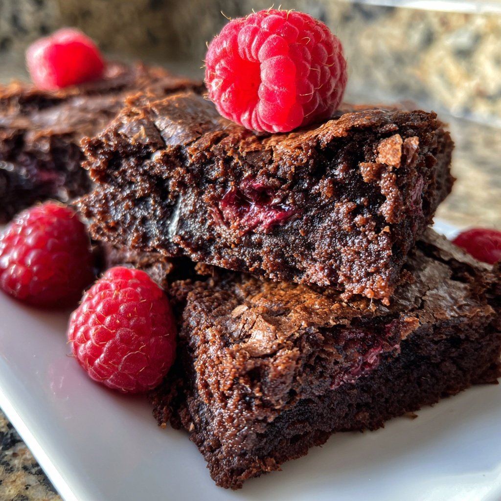 Cottage Cheese Brownies with Raspberries