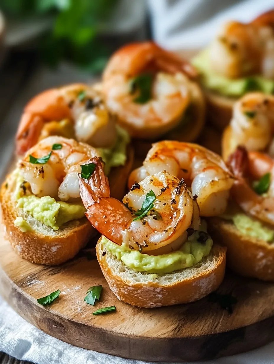 Garlic Shrimp Crostini with Avocado