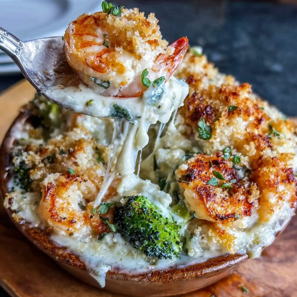 Shrimp Alfredo Bake With Broccoli