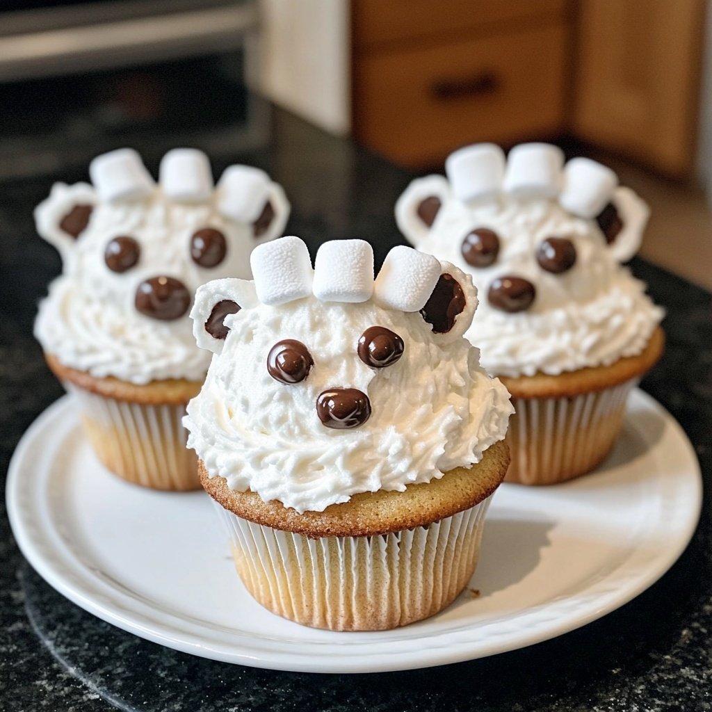 Christmas Polar White Bear Cupcakes