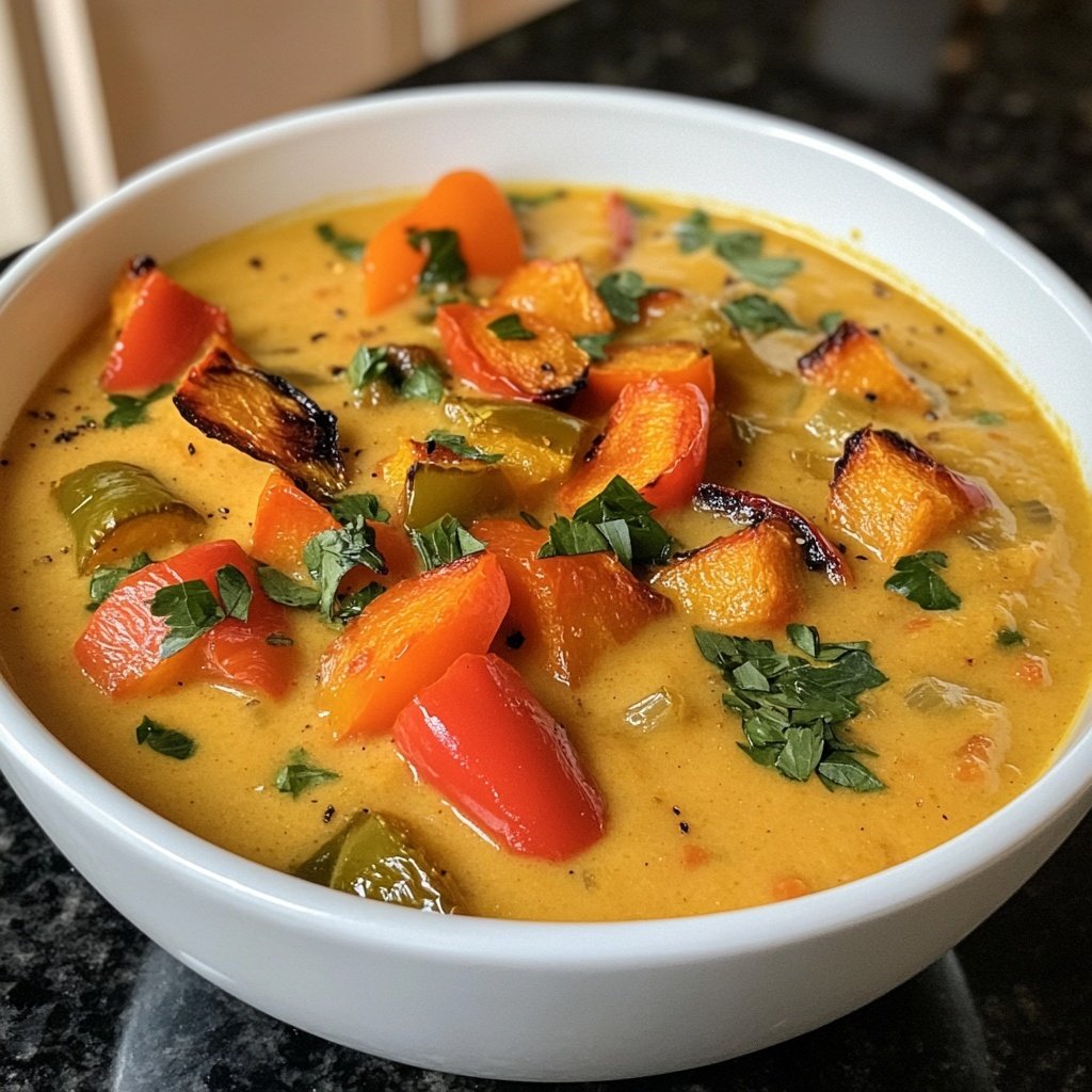 Squash Soup with Roasted Vegetables