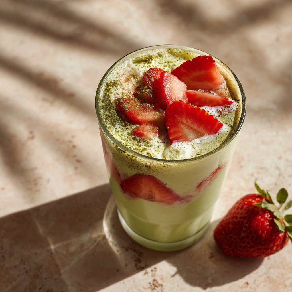 Homemade Strawberry Matcha Drink